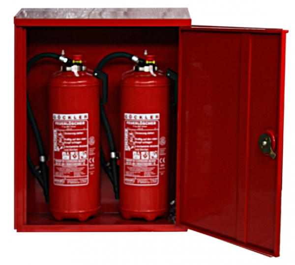 König 2er Schutzschrank Box f. Feuerlöscher Schrank rot - Brandschutzschrank Schläuche